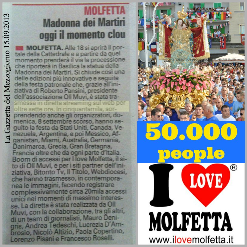 Molfetta ha chiamato. Il mondo ha risposto Molfetta ha chiamato. Il mondo ha risposto