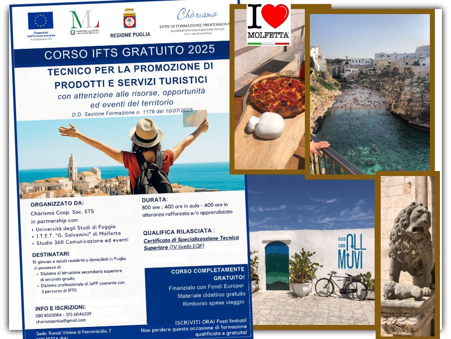 A Molfetta: Corso IFTS Gratuito Tecnico per la Promozione di Prodotti e Servizi Turistici