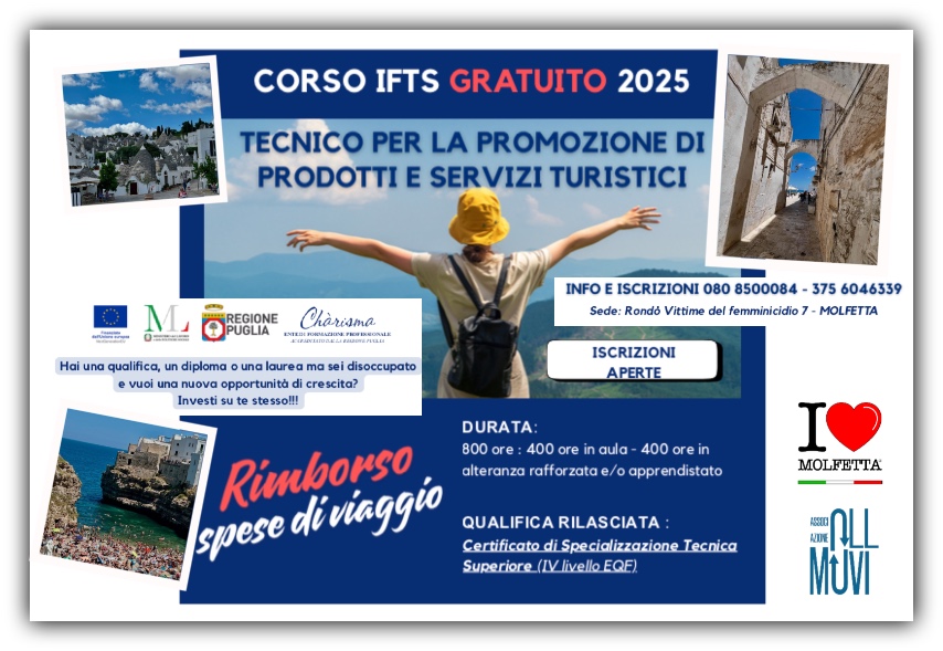 Iscriviti al Corso IFTS Gratuito Tecnico per la Promozione di Prodotti e Servizi Turistici 