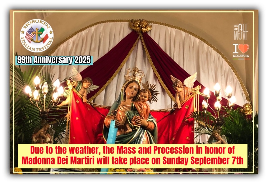 La Festa della Madonna dei Martiri a Hoboken si terra' Domenica 7 Settembre
