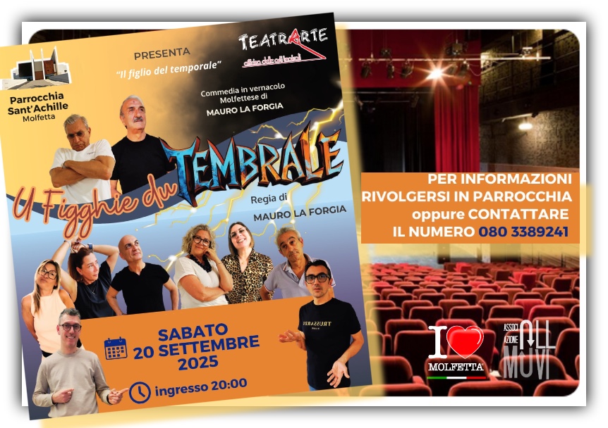 TeatrArte porta in scena: U Figghie du Tembrale, commedia in dialetto molfettese