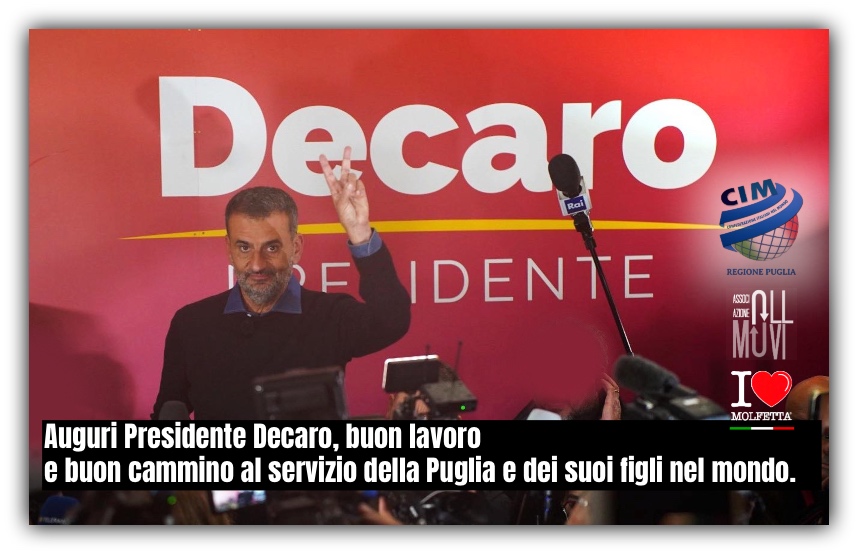 Antonio Decaro e' il nuovo Presidente della Regione Puglia