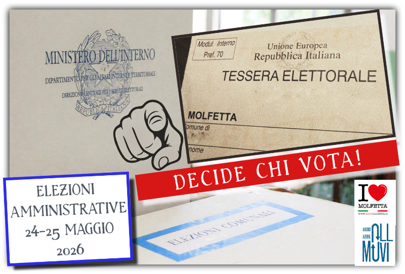 Si Vota Domenica e Lunedi' per la scelta del Nuovo Sindaco a Molfetta