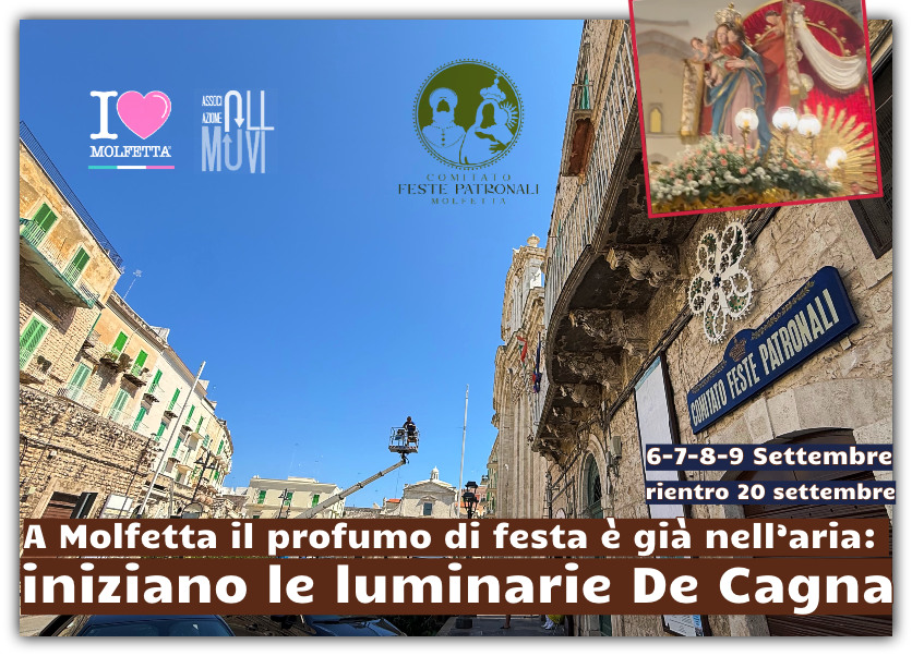 A Molfetta il profumo di festa patronale: inizia il montaggio delle luminarie De Cagna A Molfetta il profumo di festa patronale: inizia il montaggio delle luminarie De Cagna