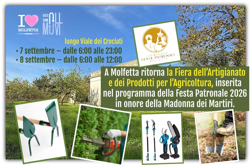 A Molfetta torna la fiera dedicata agli Artigiani: Festa Patronale 2026 A Molfetta torna la fiera dedicata agli Artigiani: Festa Patronale 2026