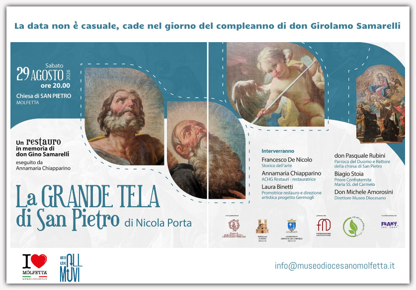 A Molfetta, restaurata la Grande Tela di San Pietro, in memoria di don Gino Samarelli