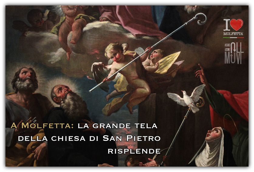 La grande tela della chiesa di San Pietro risplende La grande tela della chiesa di San Pietro risplende