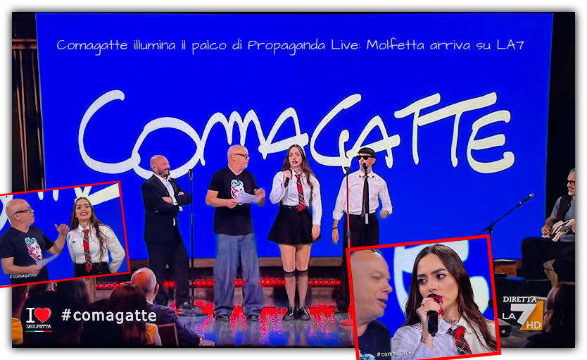 Comagatte illumina il palco di Propaganda Live: Molfetta arriva su LA7 Comagatte illumina il palco di Propaganda Live: Molfetta arriva su LA7