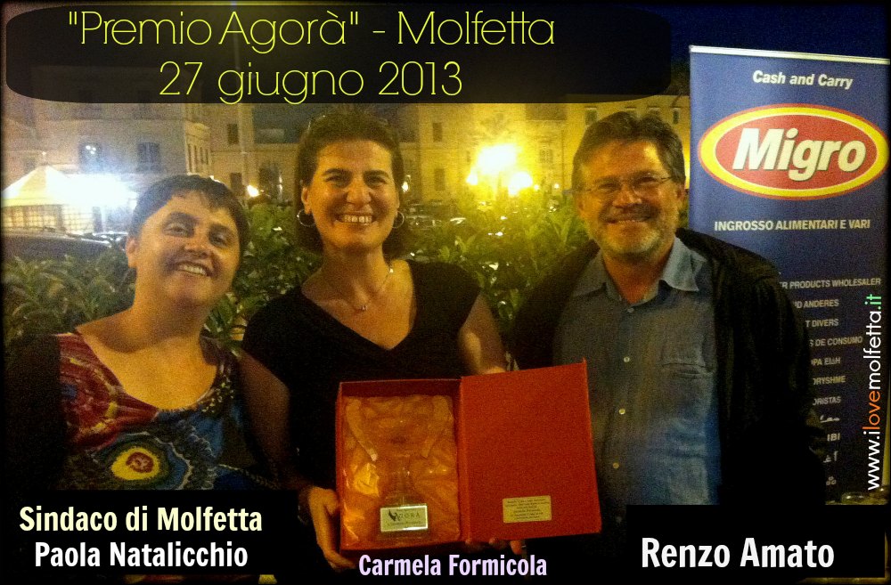 Premio Agor&agrave; 2013 a Carmela Formicola