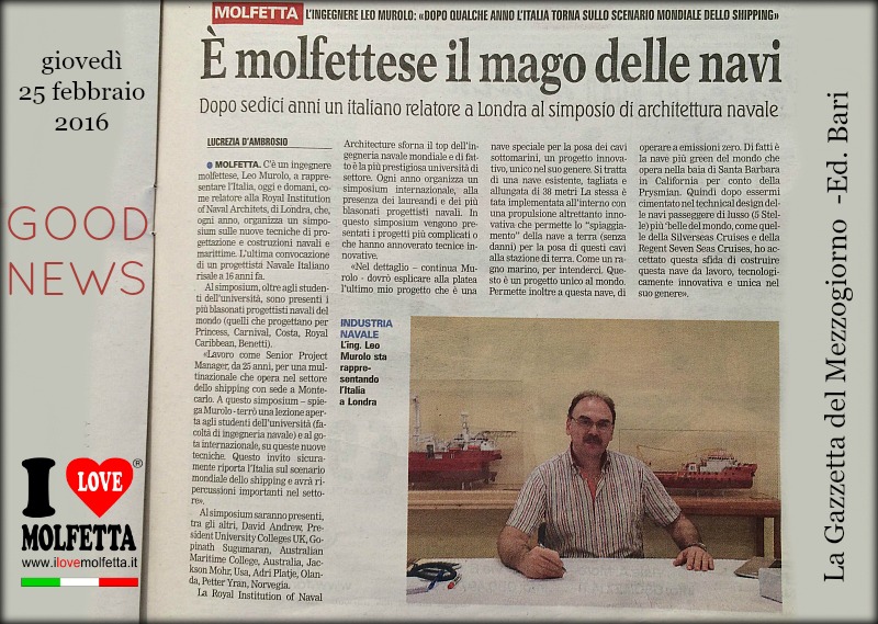 E' molfettese il mago delle navi