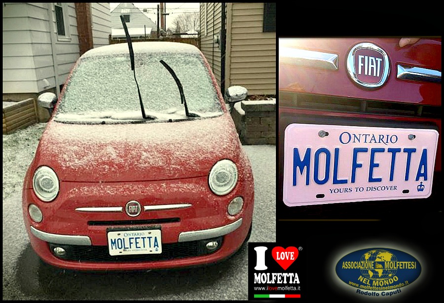 Fiat 500 rossa targata Molfetta