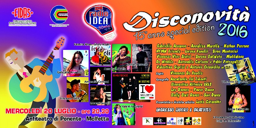 Disco novit&agrave; 2016 a Molfetta