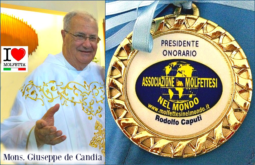 Grande festa per Mons. Giuseppe de Candia: Presidente Onorario dell'Associazione Molfettesi nel Mondo