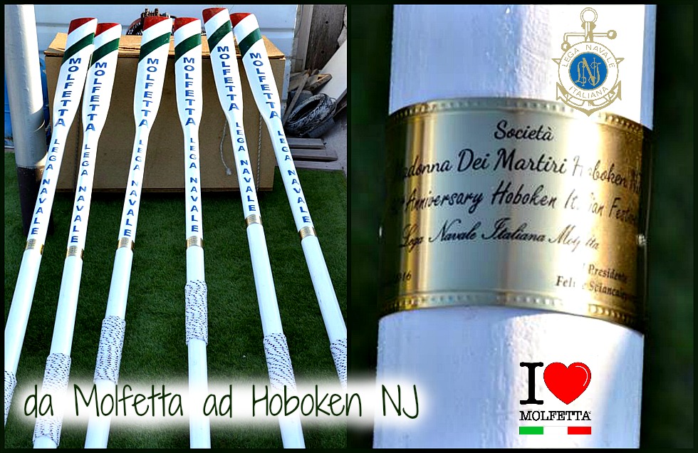 Sei remi in legno in viaggio verso gli USA