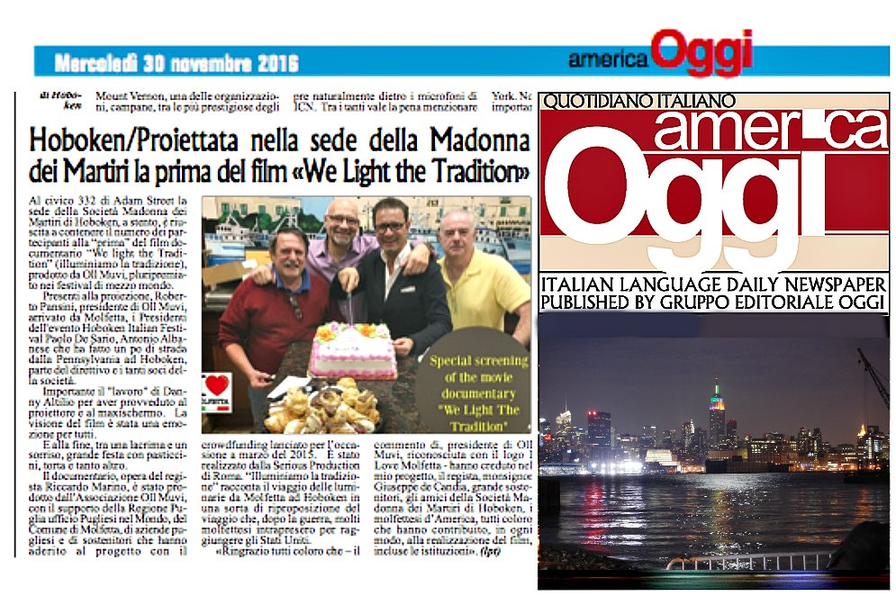 Molfetta insieme con Hoboken su America Oggi