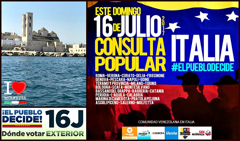 Molfetta partecipa alla raccolta di firme per il Venezuela