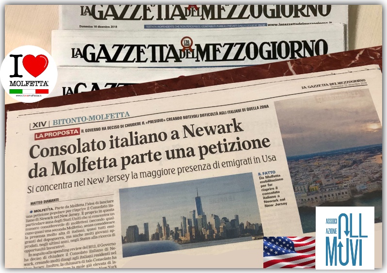 Da Molfetta una petizione per chiedere la riapertura del Consolato Italiano nel New Jersey