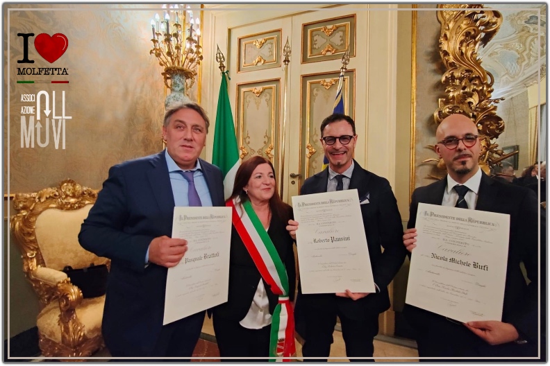Tre molfettesi sono diventati Cavalieri al merito della Repubblica Italiana