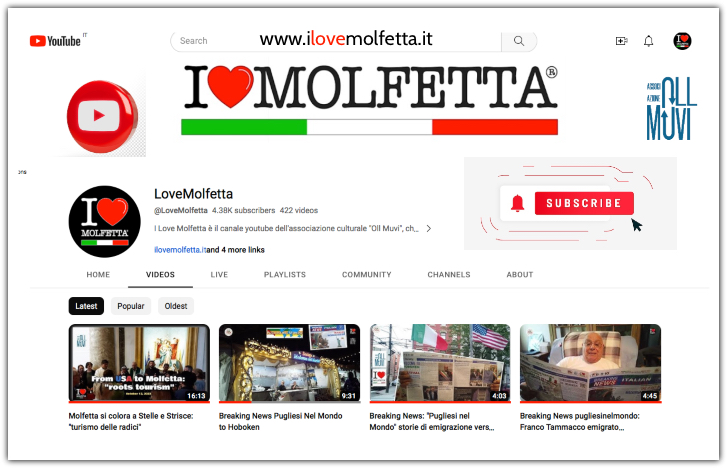 Iscriviti e segui il Canale YouTube ilovemolfetta