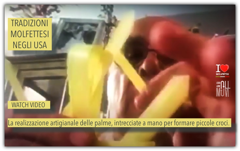 La palma intrecciate a mano per formare piccole croci: tradizioni molfettesi in USA