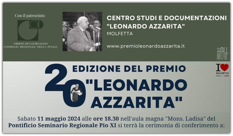 A Molfetta: ventesima edizione del Premio Leonardo Azzarita