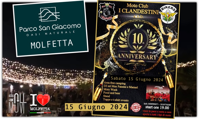 A Molfetta motoraduno presso il Parco San Giacomo: la grande Oasi sul mare