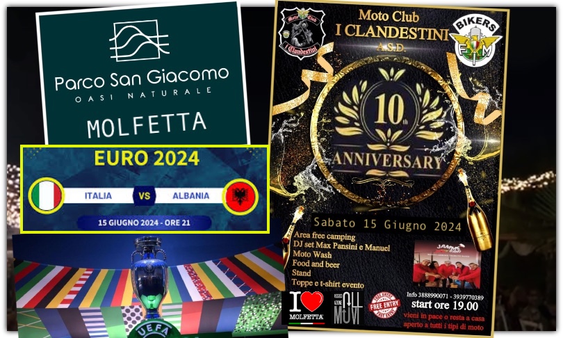 A Molfetta tutto pronto al Parco San Giacomo: motoraduno Azzurro