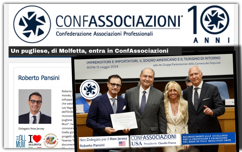 Neo Delegato ConfAssociazioni per il New Jersey un molfettese: Roberto Pansini