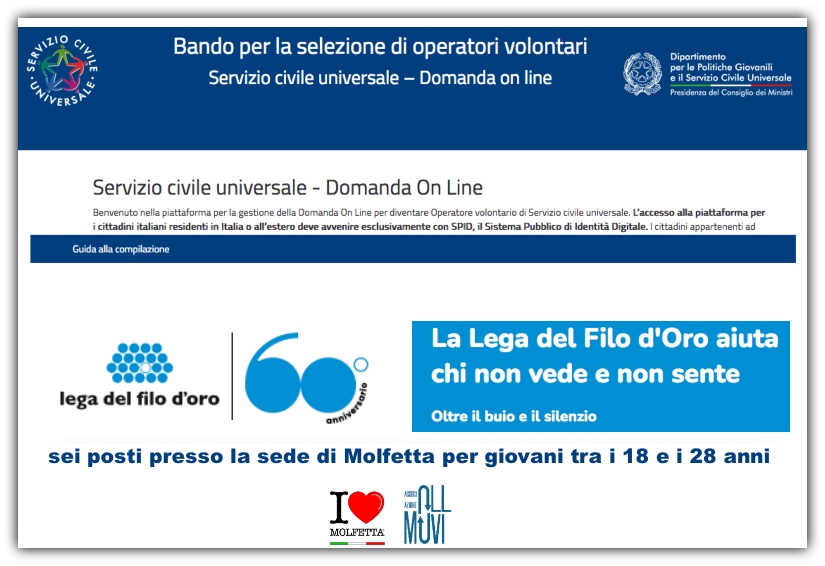 Puglia: Servizio Civile Universale 2025, sede di Molfetta