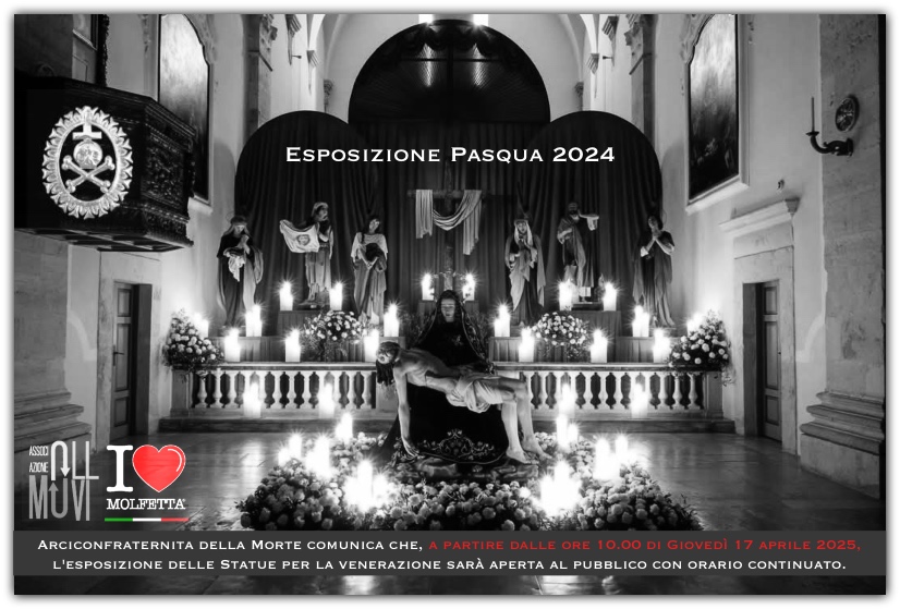 A Molfetta esposizione delle Statue per la venerazione: Arciconfraternita della Morte